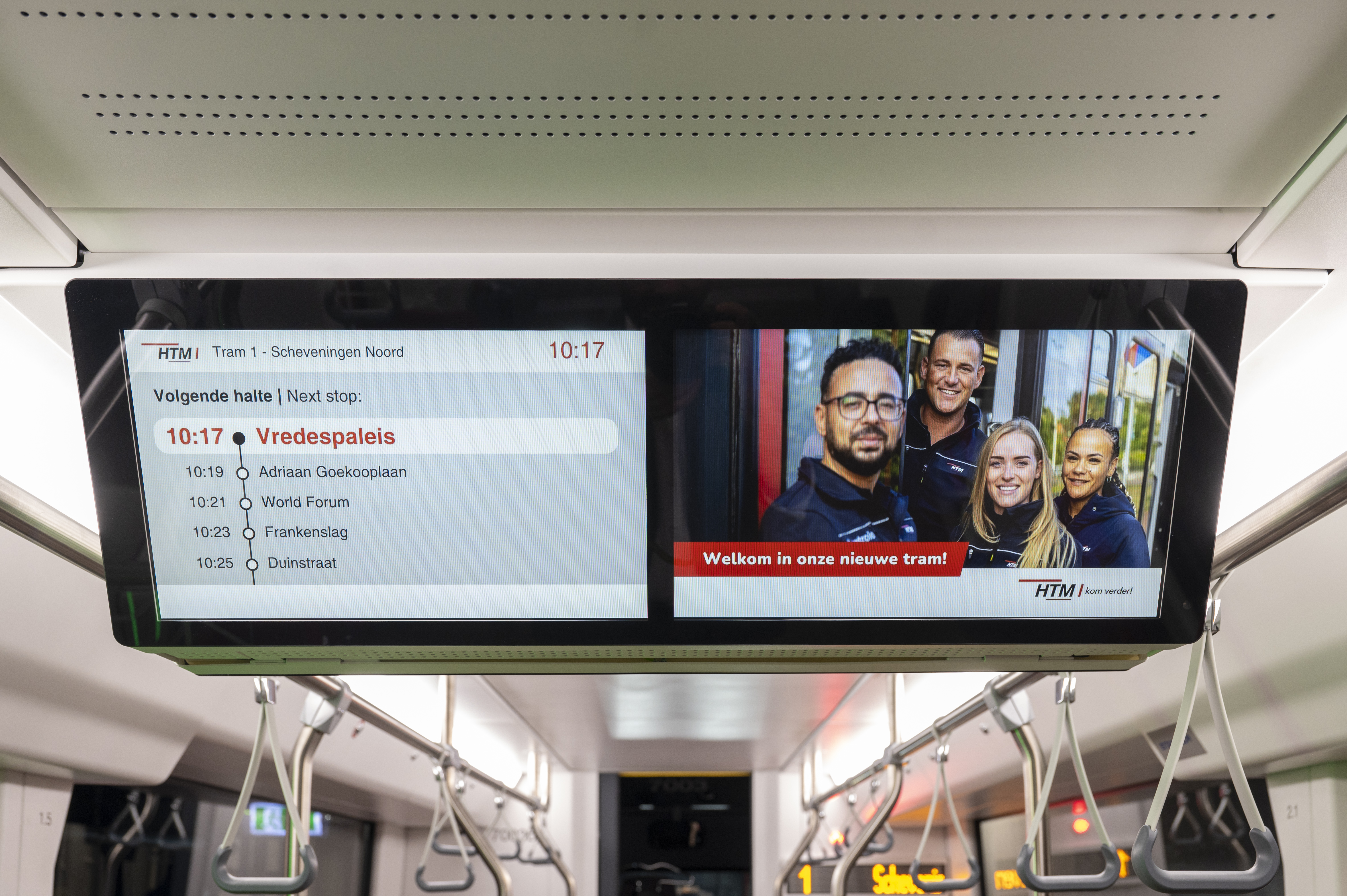 Informatieschermen in de TINA-tram
