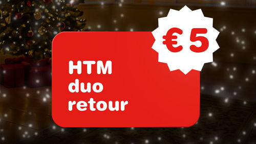 Afbeelding met tekst 'deze dagen vieren we samen' en HTM duo retour ticket Afbeelding met tekst 'deze dagen vieren we samen' en HTM duo retour ticket