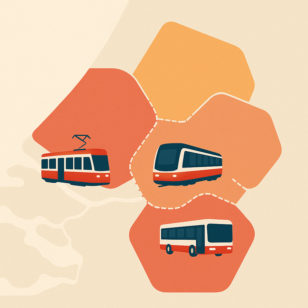 Zuid-holland verdeeld in gebieden voor tram, bus en metro - Regio Vrij