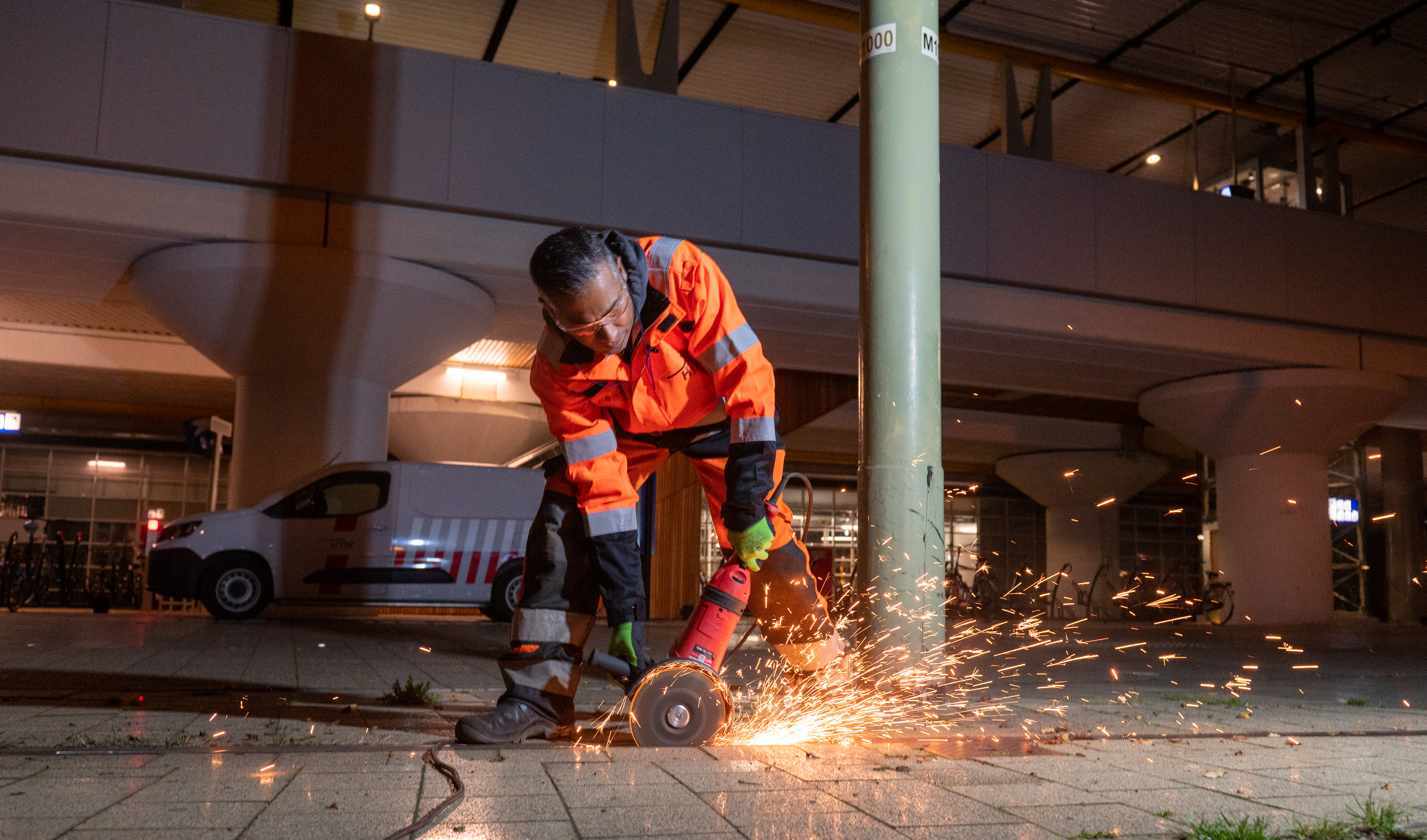 Laswerkzaamheden in de nacht