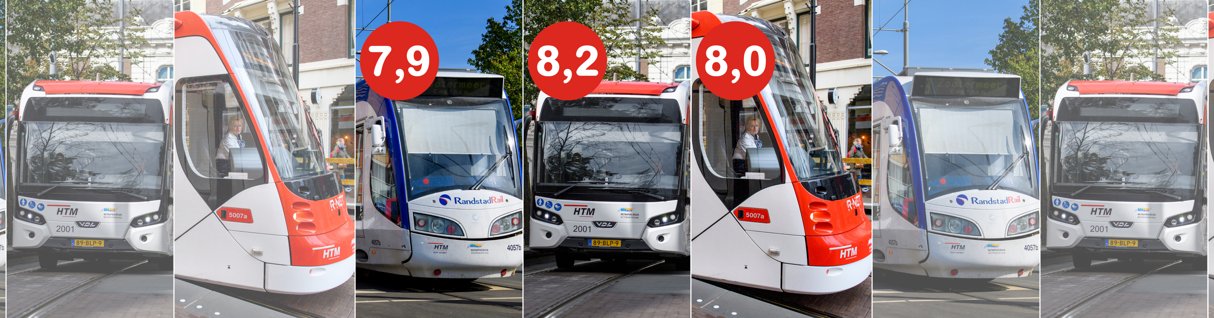 Klant tevredenheid score HTM met HTM bus HTM tram HTM randstadrail op de foto