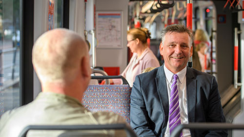 Ton Hunnego in HTM tram Ton Hunnego in HTM tram