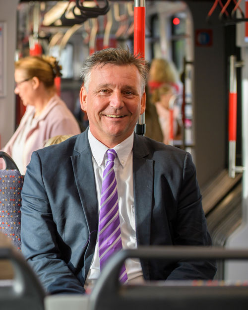 Ton Hunnego in HTM tram Ton Hunnego in HTM tram